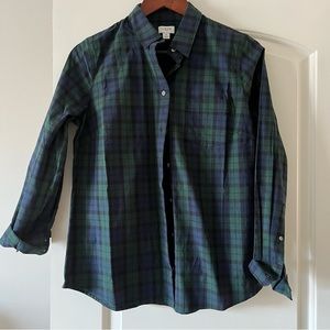 J Crew black watch plaid shirt. Size M. Never worn.